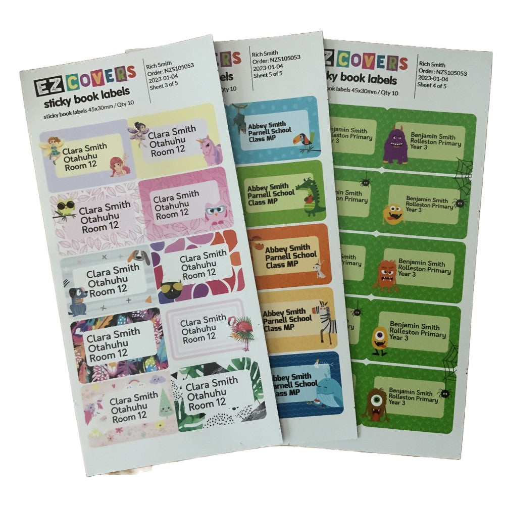 Personalised Book Labels EZ Covers New Zealand Personalised book labels ez covers new zealand